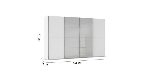 SCHWEBETÜRENSCHRANK 361/223/68 cm 4-türig Weiß, Hellgrau  - Chromfarben/Hellgrau, KONVENTIONELL, Glas/Holzwerkstoff (361/223/68cm) - Novel