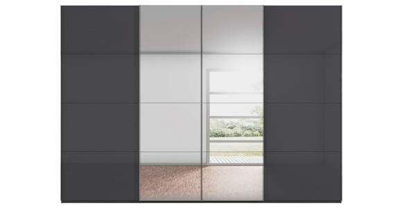SCHWEBETÜRENSCHRANK  in Graphitfarben, Schwarz  - Chromfarben/Graphitfarben, Design, Glas/Holzwerkstoff (316/223/68cm) - Novel