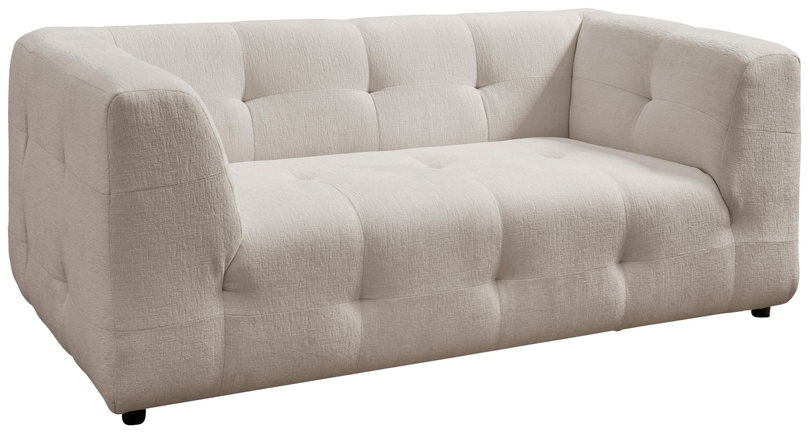 2-SITZER-SOFA in Mikrofaser Weiss  - Weiss/Schwarz, Design, Kunststoff/Textil (184/72/95cm) - Livetastic