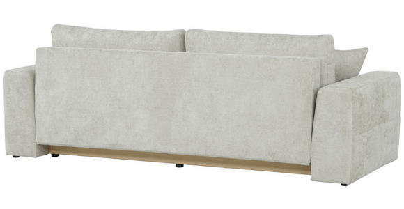 SCHLAFSOFA Struktur Creme  inkl. Zierkissen, Rückenkissen, Bettkasten, Schlaffunktion, Rücken echt  - Creme/Schwarz, KONVENTIONELL, Kunststoff/Textil (253/87/102cm) - Xora