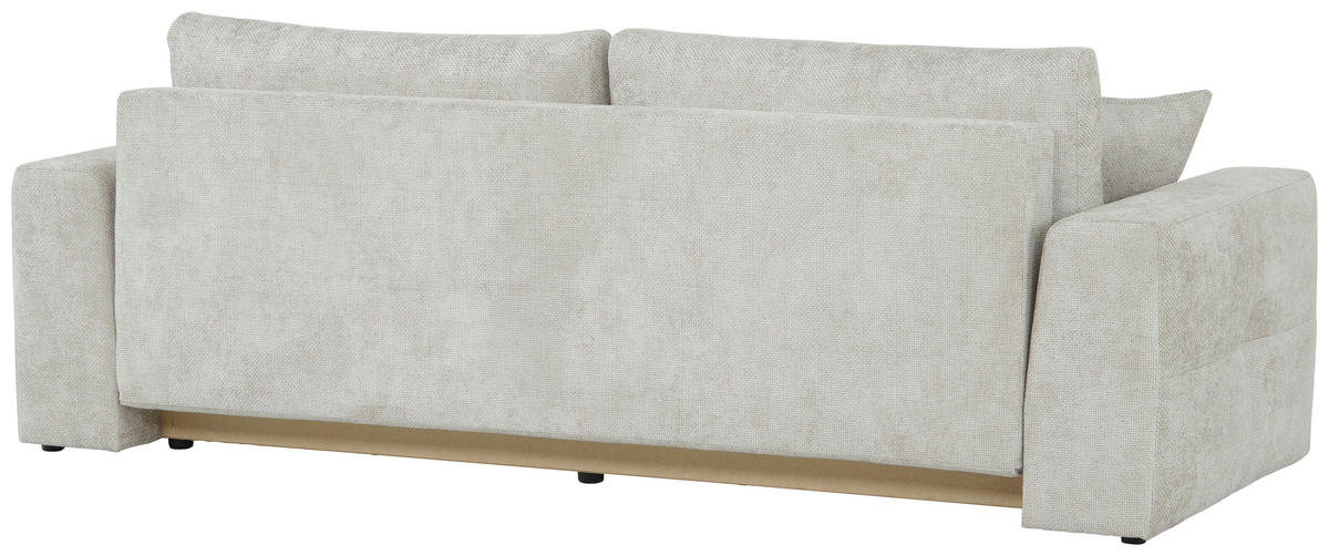 SCHLAFSOFA Struktur Creme  inkl. Zierkissen, Rückenkissen, Bettkasten, Schlaffunktion, Rücken echt  - Creme/Schwarz, KONVENTIONELL, Kunststoff/Textil (253/87/102cm) - Xora