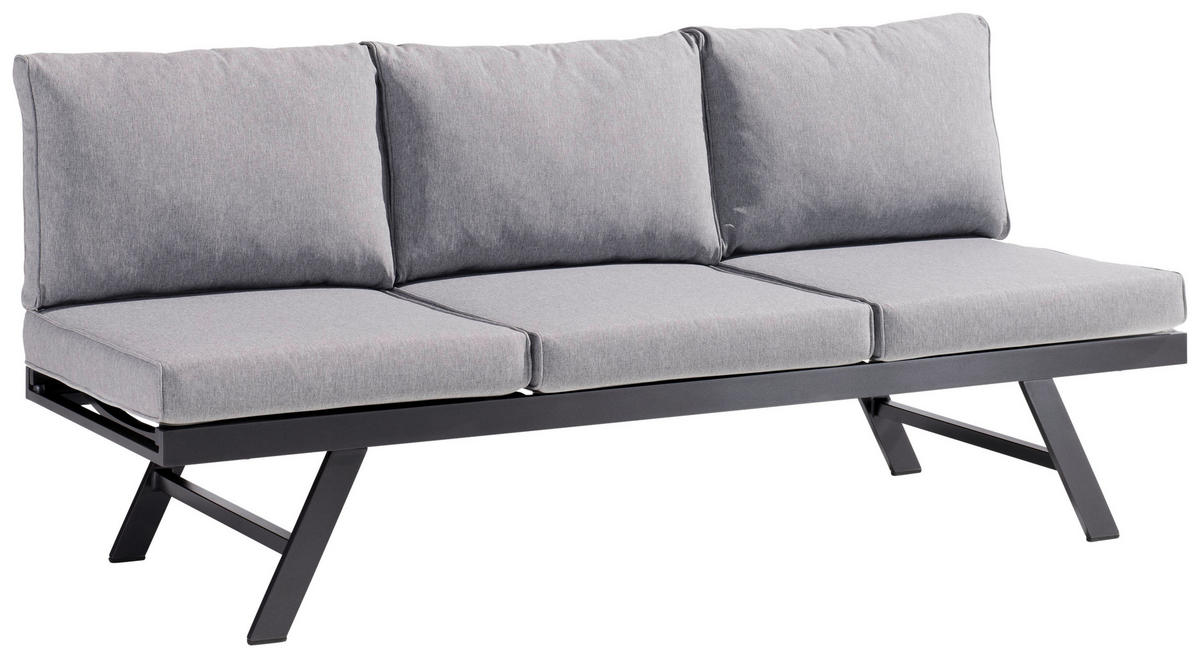 GARTENBANK Grau  - Hellgrau/Grau, Basics, Textil/Metall (204/81/72cm) - Sieger