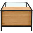 COUCHTISCH Eiche furniert, massiv ESG 110/60/40 cm rechteckig Klar, Naturfarben, Schwarz  - Klar/Eichefarben, Natur, Glas/Holz (110/60/40cm) - Novel