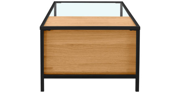 COUCHTISCH Eiche furniert, massiv ESG 110/60/40 cm rechteckig Klar, Naturfarben, Schwarz - Klar/Eichefarben, Natur, Glas/Holz (110/60/40cm) - Novel