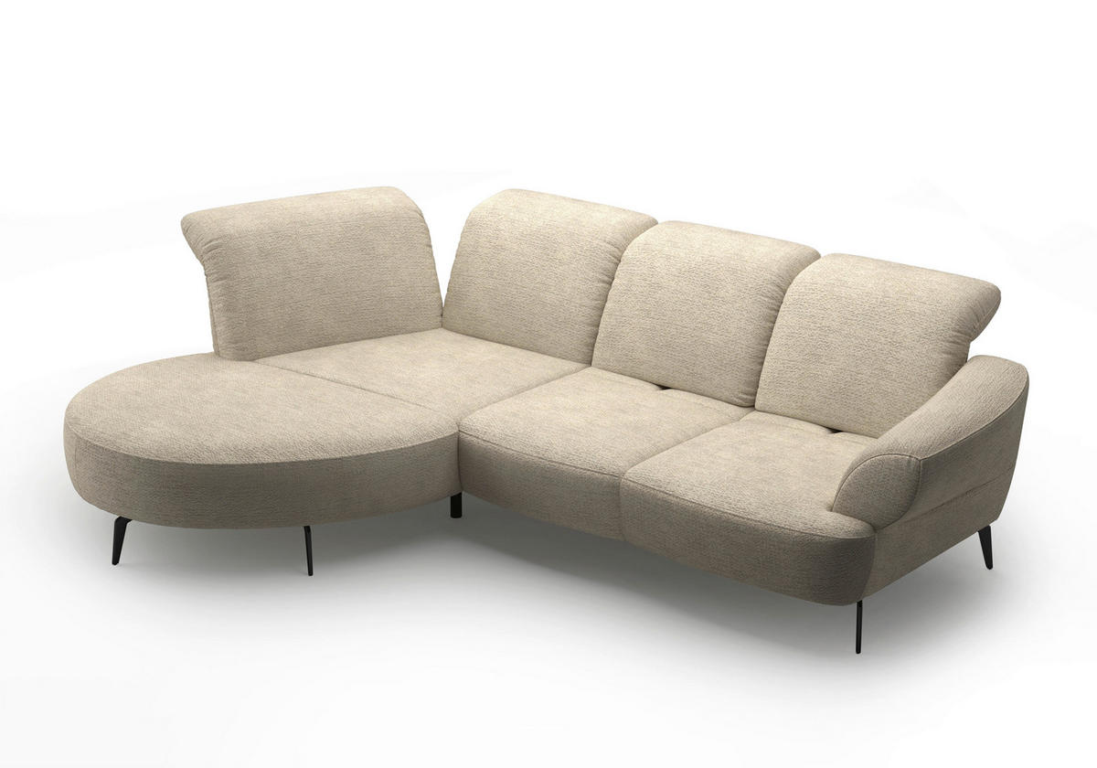 ECKSOFA in Chenille Sandfarben  208/313 cm  - Sandfarben/Schwarz, MODERN, Textil/Metall (208/313cm) - Sit & More