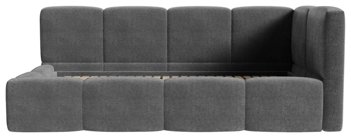 POLSTERBETT 90/200 cm,  in Anthrazit, Lattenrost, Bettkasten,  - Anthrazit/Schwarz, Design, Holz/Textil (90/200cm) - Chameo