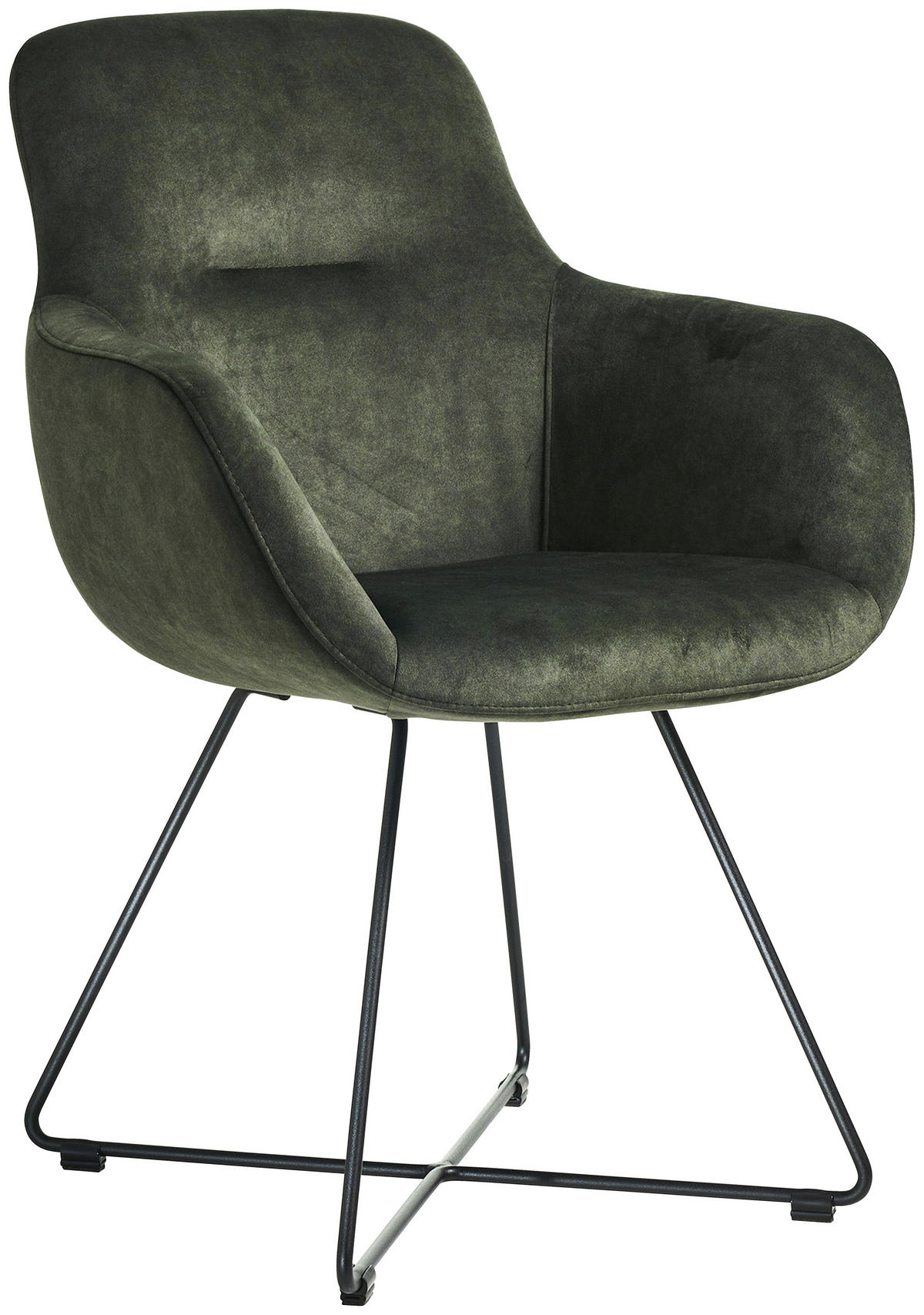 ARMLEHNSTUHL  in Edelstahl Velours  - Waldgrün/Schwarz, Basics, Textil/Metall (62/89/61cm) - Celina Home