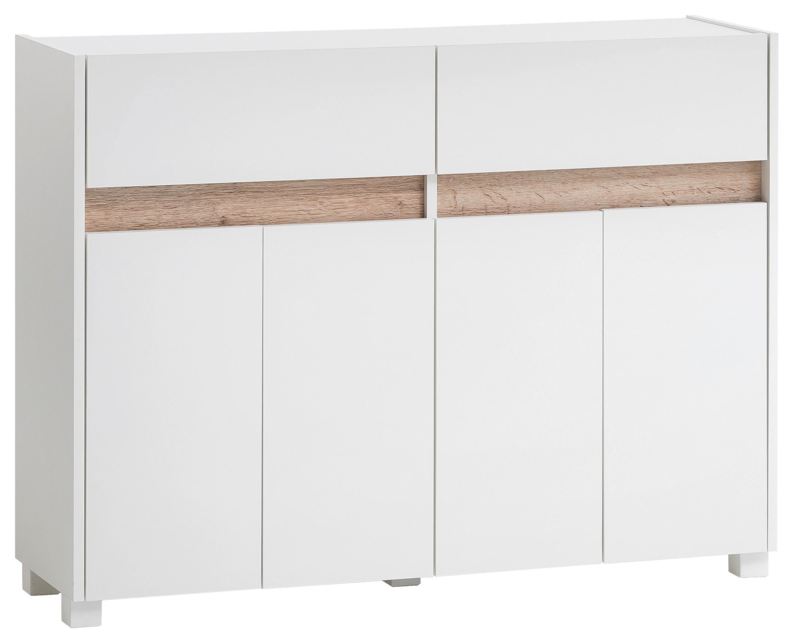 KOMMODE , 112,2/84,8/33 cm, 2 Schublade(n)  - Silberfarben/Weiß, Design, Holzwerkstoff/Kunststoff (112,2/84,8/33cm) - MID.YOU