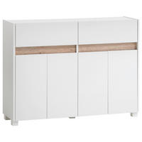 KOMMODE , 112,2/84,8/33 cm, 2 Schublade(n)  - Silberfarben/Weiß, Design, Holzwerkstoff/Kunststoff (112,2/84,8/33cm) - MID.YOU