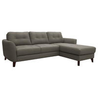 ECKSOFA Schlammfarben Echtleder Lederlook  - Schlammfarben/Buchefarben, Design, Leder/Holz (238/168cm) - Livetastic