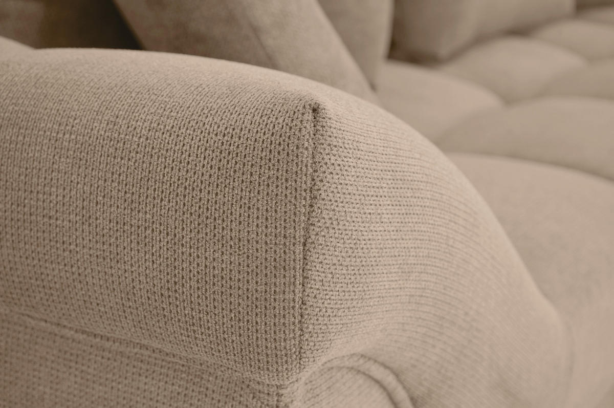 ECKSOFA in Flachgewebe, Mikrofaser Taupe  - Taupe/Chromfarben, Design, Kunststoff/Textil (312/198cm) - Livetastic