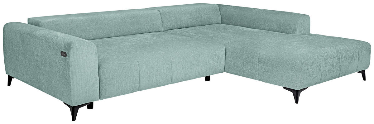 ECKSOFA Hellblau Chenille  - Schwarz/Hellblau, KONVENTIONELL, Kunststoff/Textil (279/222cm) - Hom`in