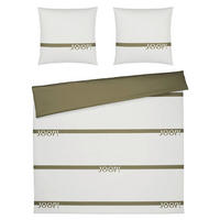 WENDEBETTWÄSCHE Logo Stripes Makosatin 240/220 cm  - Olivgrün/Grün, KONVENTIONELL, Textil (240/220cm) - Joop!