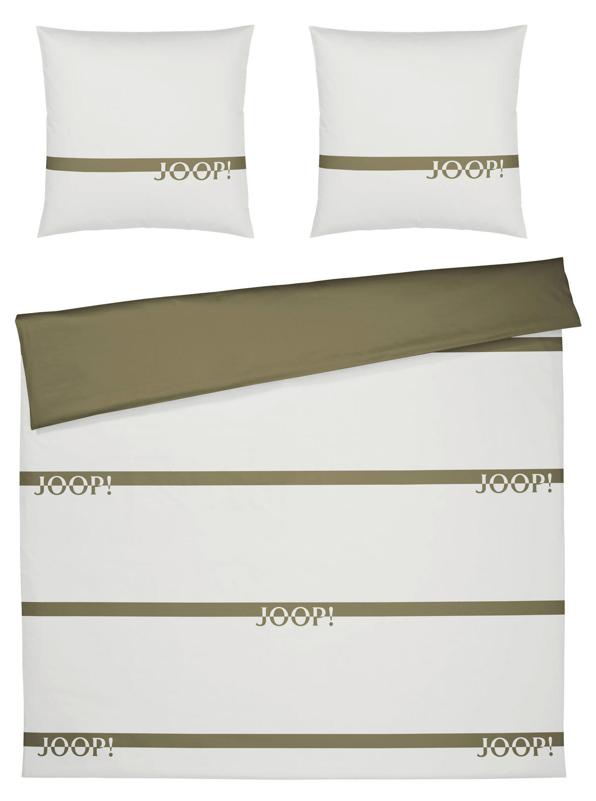 WENDEBETTWÄSCHE Logo Stripes Makosatin 240/220 cm  - Olivgrün/Grün, KONVENTIONELL, Textil (240/220cm) - Joop!