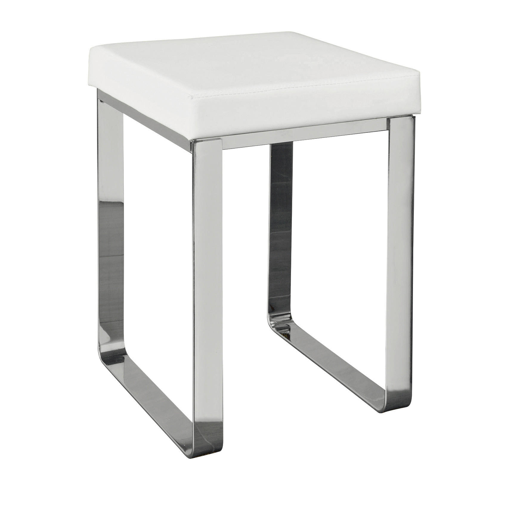 BADHOCKER - Chromfarben/Weiß, Basics, Textil/Metall (37/47/35cm)