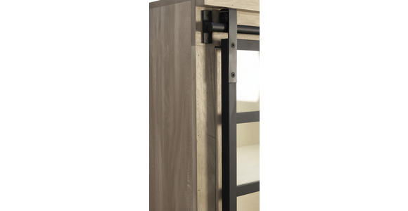 VITRINE  in Hartholz Mangoholz Schwarz, Graubraun  - Graubraun/Schwarz, LIFESTYLE, Glas/Holz (90/180/42cm) - Landscape