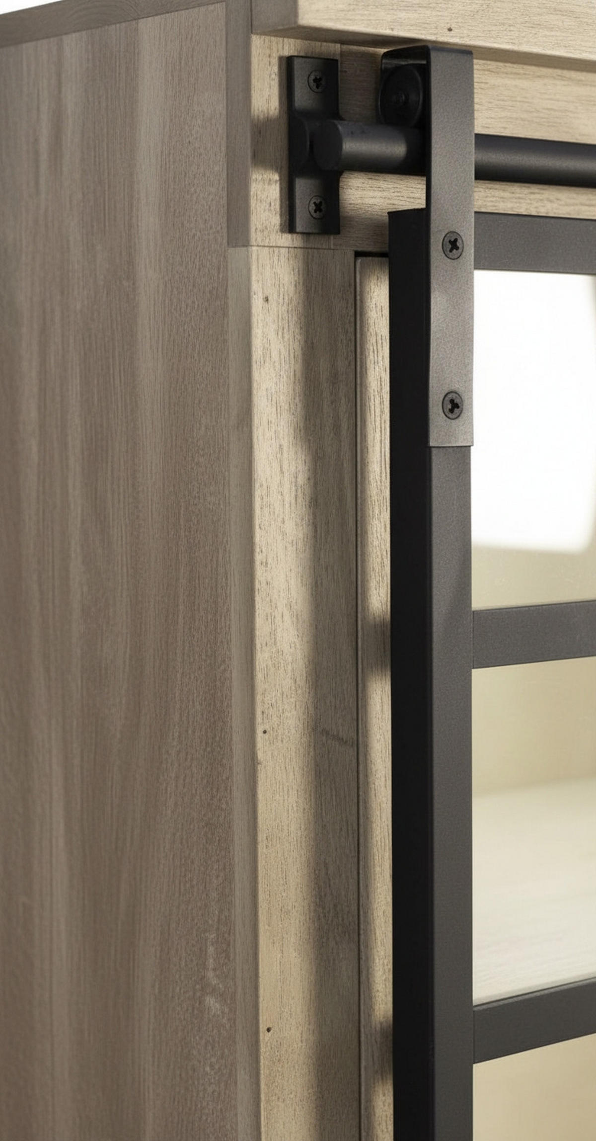 VITRINE Hartholz Mangoholz Schwarz, Graubraun  - Graubraun/Schwarz, Lifestyle, Glas/Holz (90/180/42cm) - Landscape