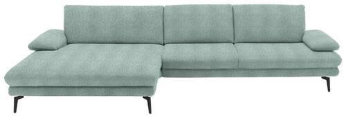 ECKSOFA in Chenille Mintgrün  180/310 cm  - Schwarz/Mintgrün, Design, Textil/Metall (180/310cm) - Dieter Knoll
