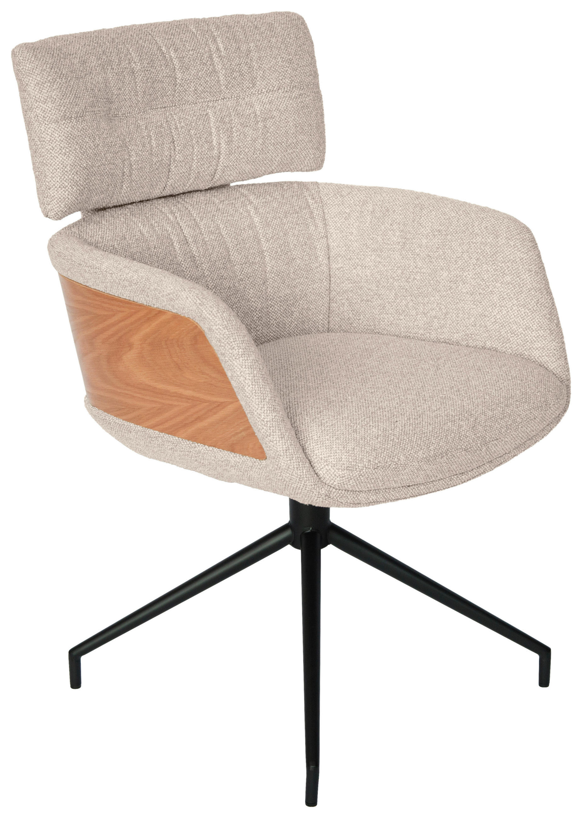 Dieter Knoll Armlehnstuhl Schwarz, Taupe, Eiche 62x92x66 cm