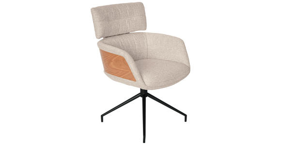 ARMLEHNSTUHL  Wippfunktion, Sitzfläche 360° drehbar, automatische Rückholfunktion Webstoff  - Taupe/Eichefarben, Design, Holz/Textil (62/92/66cm) - Dieter Knoll