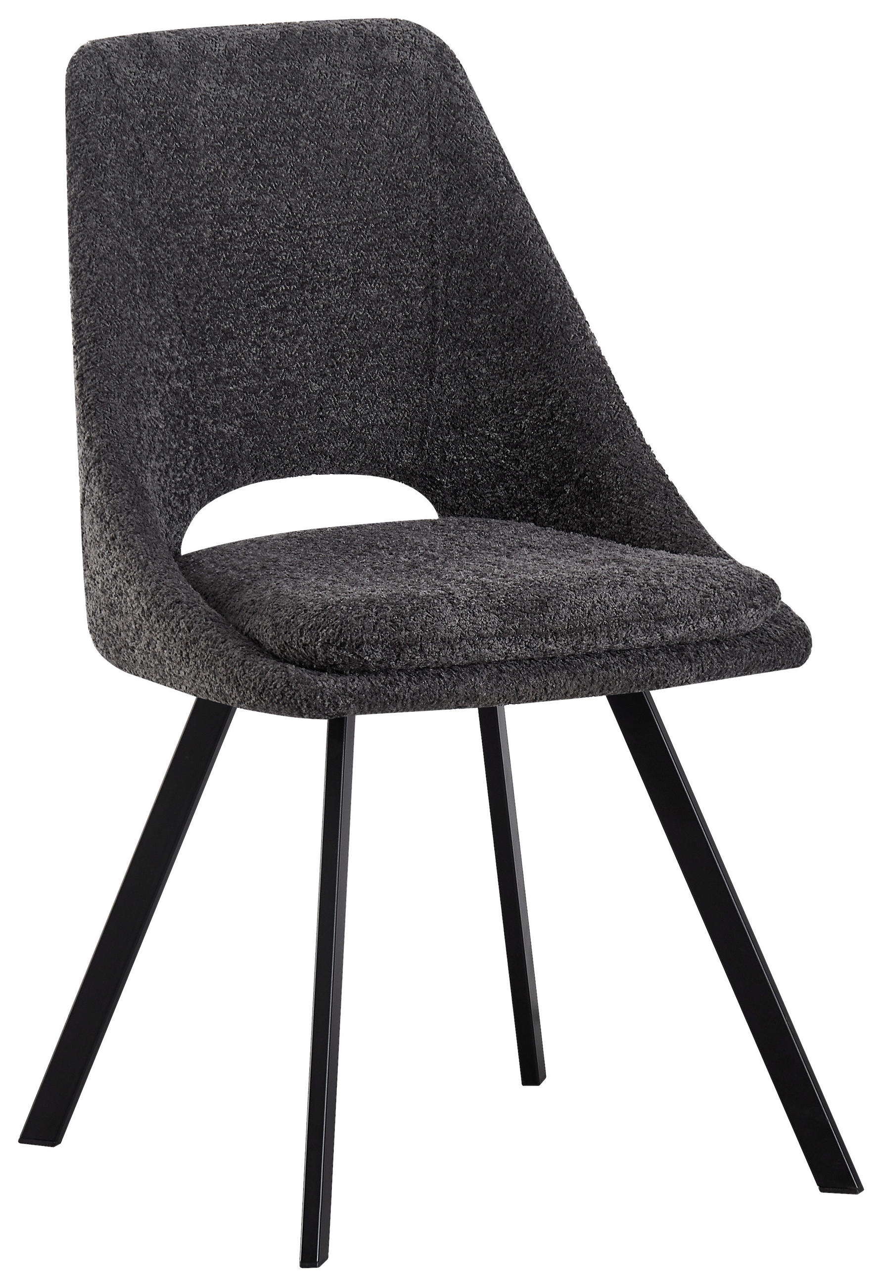 STUHL  in Eisen Teddystoff Holz, Metall, Textil  - Dunkelgrau/Schwarz, MODERN, Holz/Textil (46/85,5/58cm) - MID.YOU