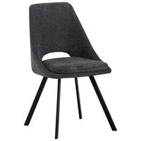 STUHL Teddystoff Dunkelgrau Pappel Sperrholz  - Dunkelgrau/Schwarz, MODERN, Holz/Textil (46/85,5/58cm) - MID.YOU