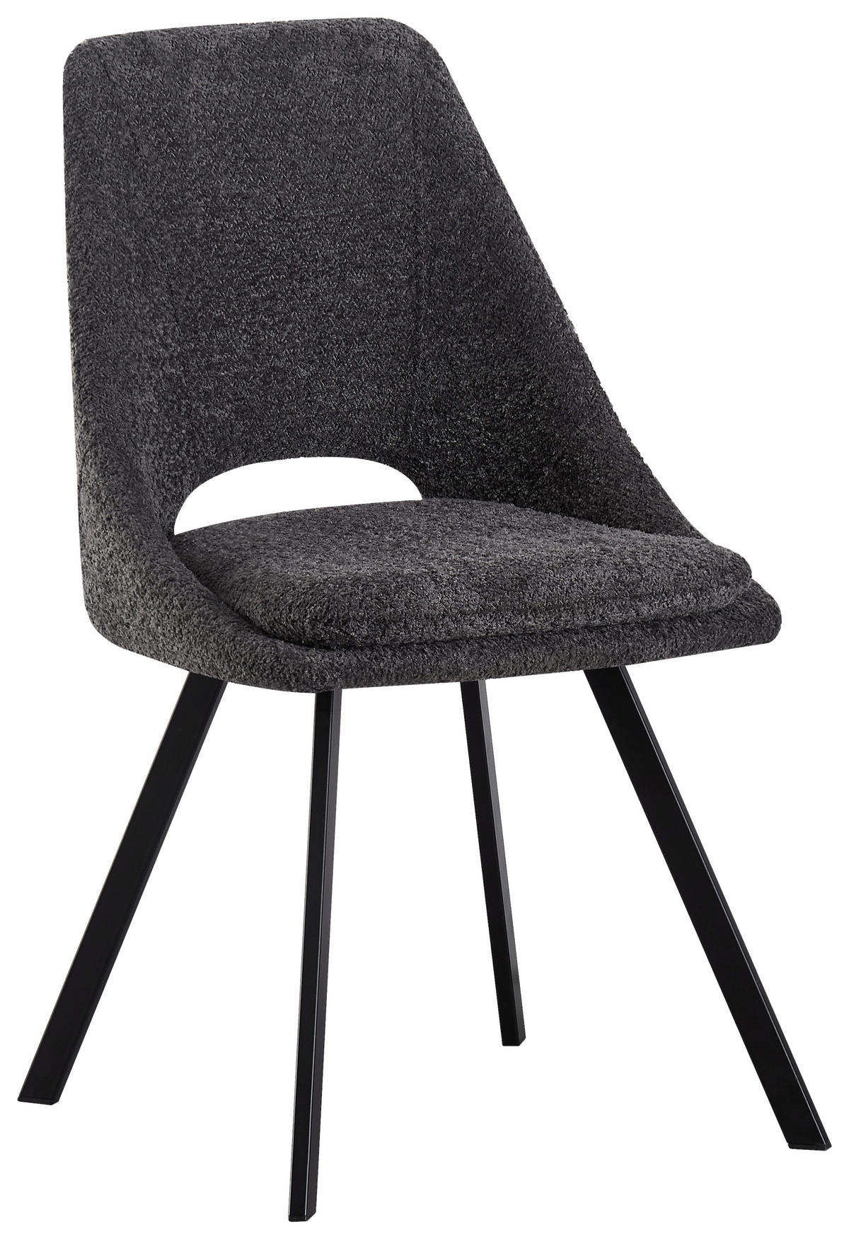 STUHL Teddystoff Dunkelgrau Pappel Sperrholz  - Dunkelgrau/Schwarz, MODERN, Holz/Textil (46/85,5/58cm) - MID.YOU