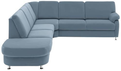 ECKSOFA in Flachgewebe Blau  - Blau/Alufarben, Konventionell, Textil/Metall (287/269cm) - Beldomo System