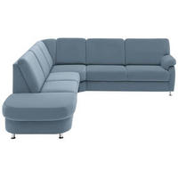 ECKSOFA in Flachgewebe Blau  287/269 cm  - Blau/Alufarben, KONVENTIONELL, Textil/Metall (287/269cm) - Beldomo System