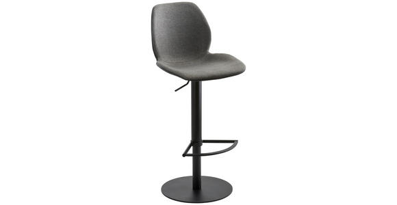 BARHOCKER Webstoff Anthrazit, Schwarz Stahl Sitzfläche 360° drehbar, abwischbar - Anthrazit/Schwarz, Design, Textil/Metall (46/84,5-109,5/50cm) - Novel