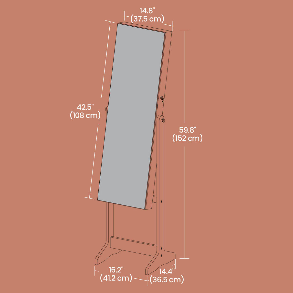 SCHMUCKSCHRANK - Weiß, Basics, Glas/Holzwerkstoff (41,2/152/36,5cm)