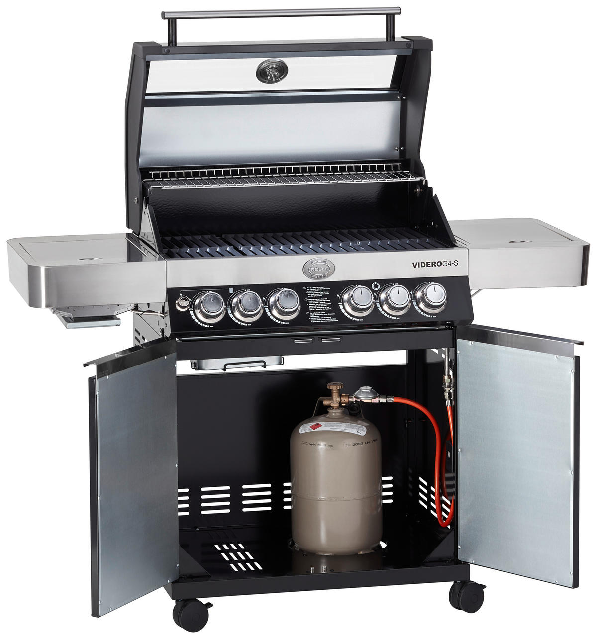 GASGRILL Schwarz VIDERO G4-SB Vario+  - Schwarz, Basics, Metall (138/57/118cm) - Rösle