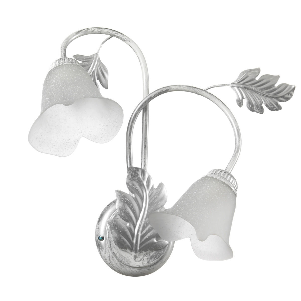 WANDLEUCHTE 40/48 cm   - Silberfarben/Weiß, KONVENTIONELL, Glas/Metall (40/48cm)