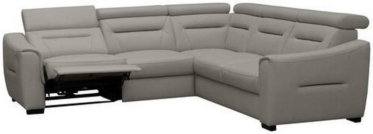 ECKSOFA Schlammfarben Echtleder Lederlook Schlaffunktion, Rücken echt, Relaxfunktion, Kopfteilverstellung  - Wengefarben/Schlammfarben, Design, Leder/Holz (260/260cm) - Celina Home