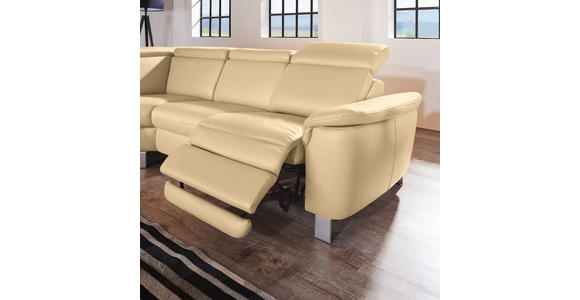 ECKSOFA in Echtleder Beige  - Beige/Alufarben, Design, Leder/Metall (242/271cm) - Cantus