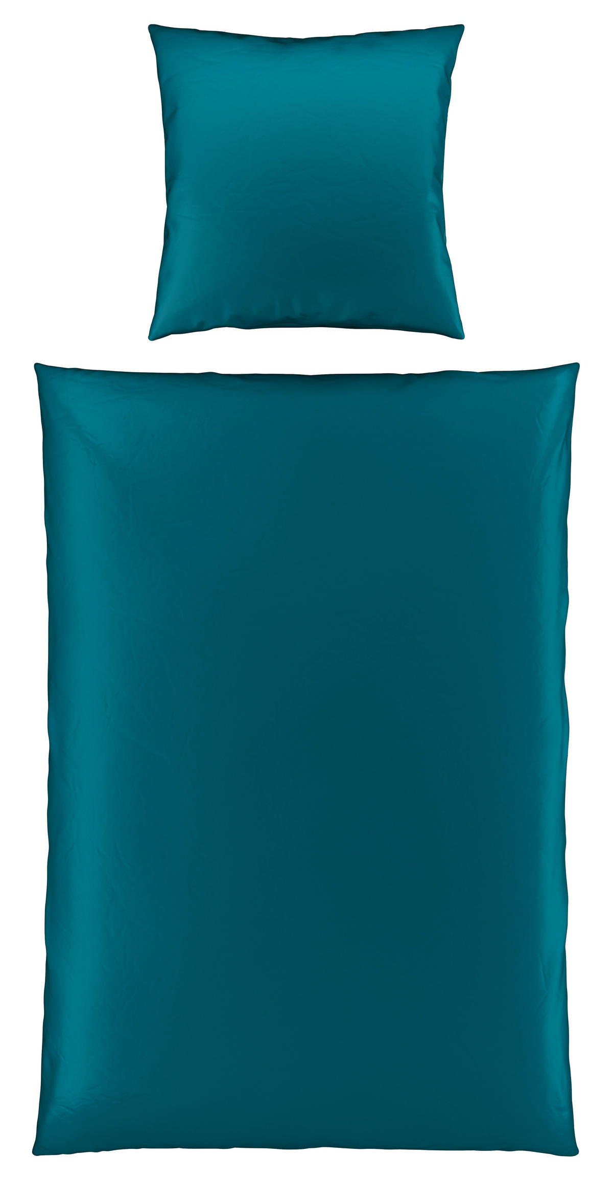 BETTWÄSCHESET Satin 160/210 cm  65 cm/100 cm  - Petrol, Basics, Textil (160/210cm) - Novel