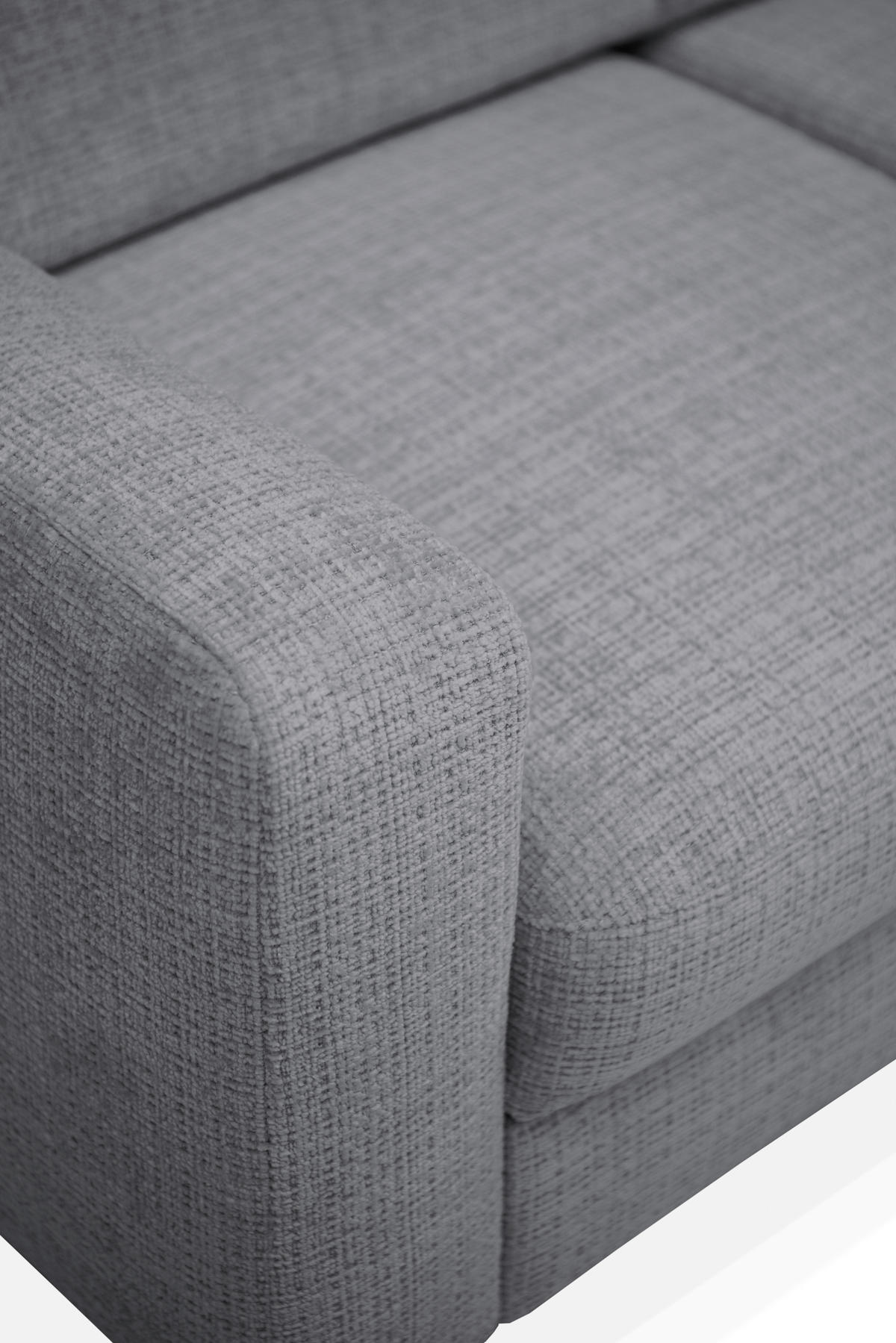 ECKSOFA FABIO Dunkelgrau Chenille Bettkasten, Kopfteilverstellung  - Dunkelgrau/Schwarz, Design, Textil/Metall (174/223cm) - Livetastic