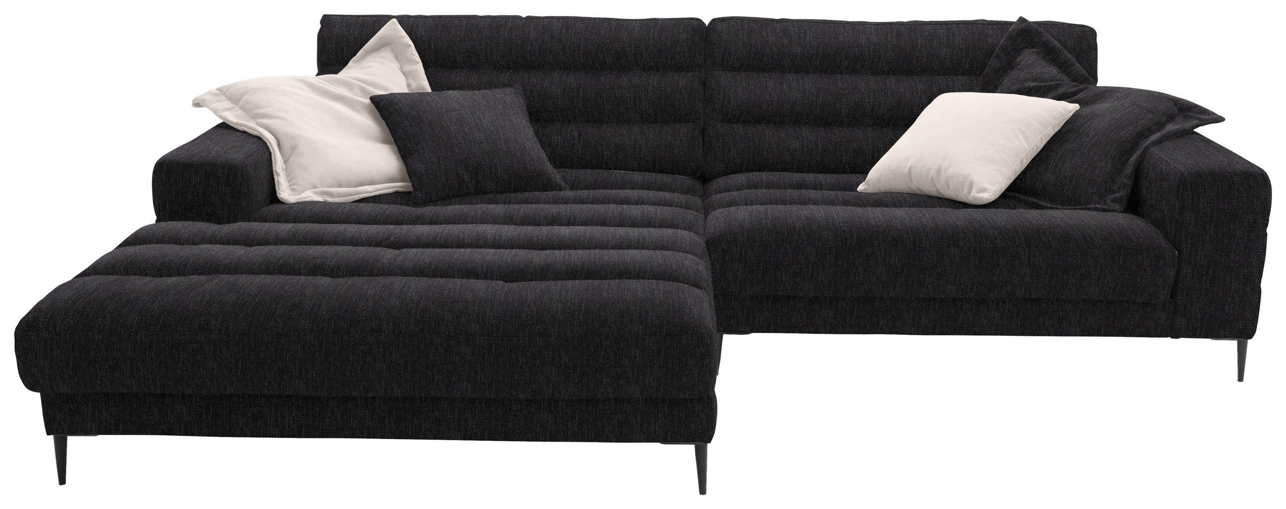 ECKSOFA in Flachgewebe Schwarz  207/296 cm  - Schwarz, Design, Textil/Metall (207/296cm) - Dieter Knoll