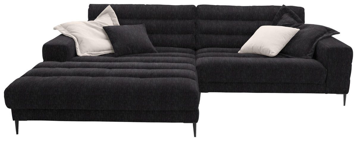 ECKSOFA in Flachgewebe Schwarz  207/296 cm  - Schwarz, Design, Textil/Metall (207/296cm) - Dieter Knoll