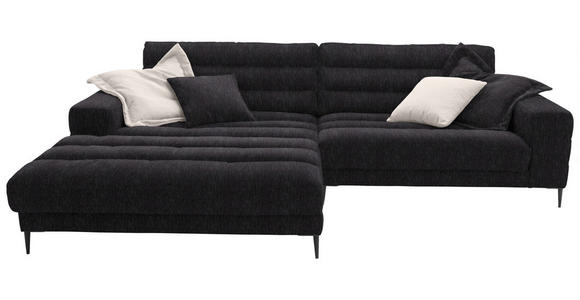 ECKSOFA in Flachgewebe Schwarz  - Schwarz, Design, Textil/Metall (207/296cm) - Dieter Knoll