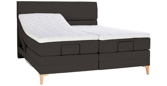 BOXSPRINGBETT 180/200 cm in Dunkelbraun - Eichefarben/Dunkelbraun, KONVENTIONELL, Holz/Textil (180/200cm) - Voleo