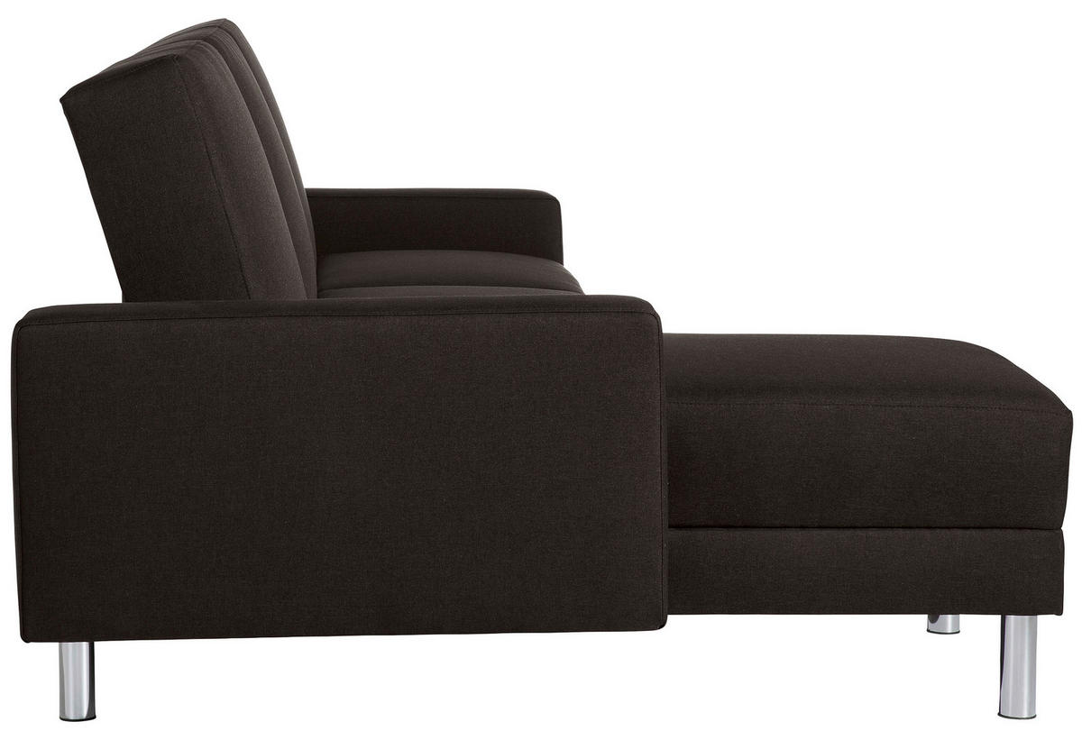 ECKSCHLAFSOFA inkl. Hocker in Dunkelbraun Textil   - Chromfarben/Dunkelbraun, Konventionell, Textil/Metall (152/230cm) - Max Winzer