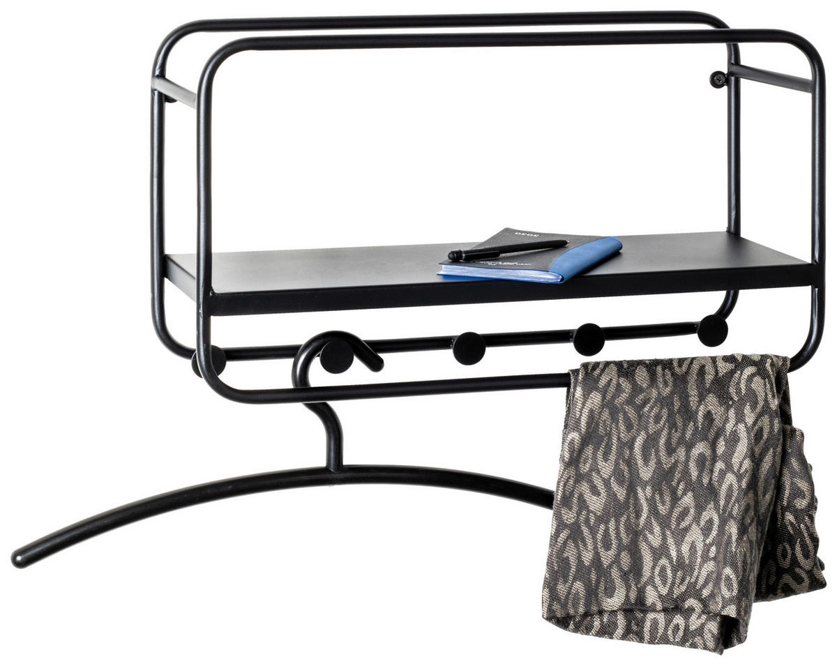 WANDGARDEROBE - Schwarz, Design, Metall (45/25/15cm)