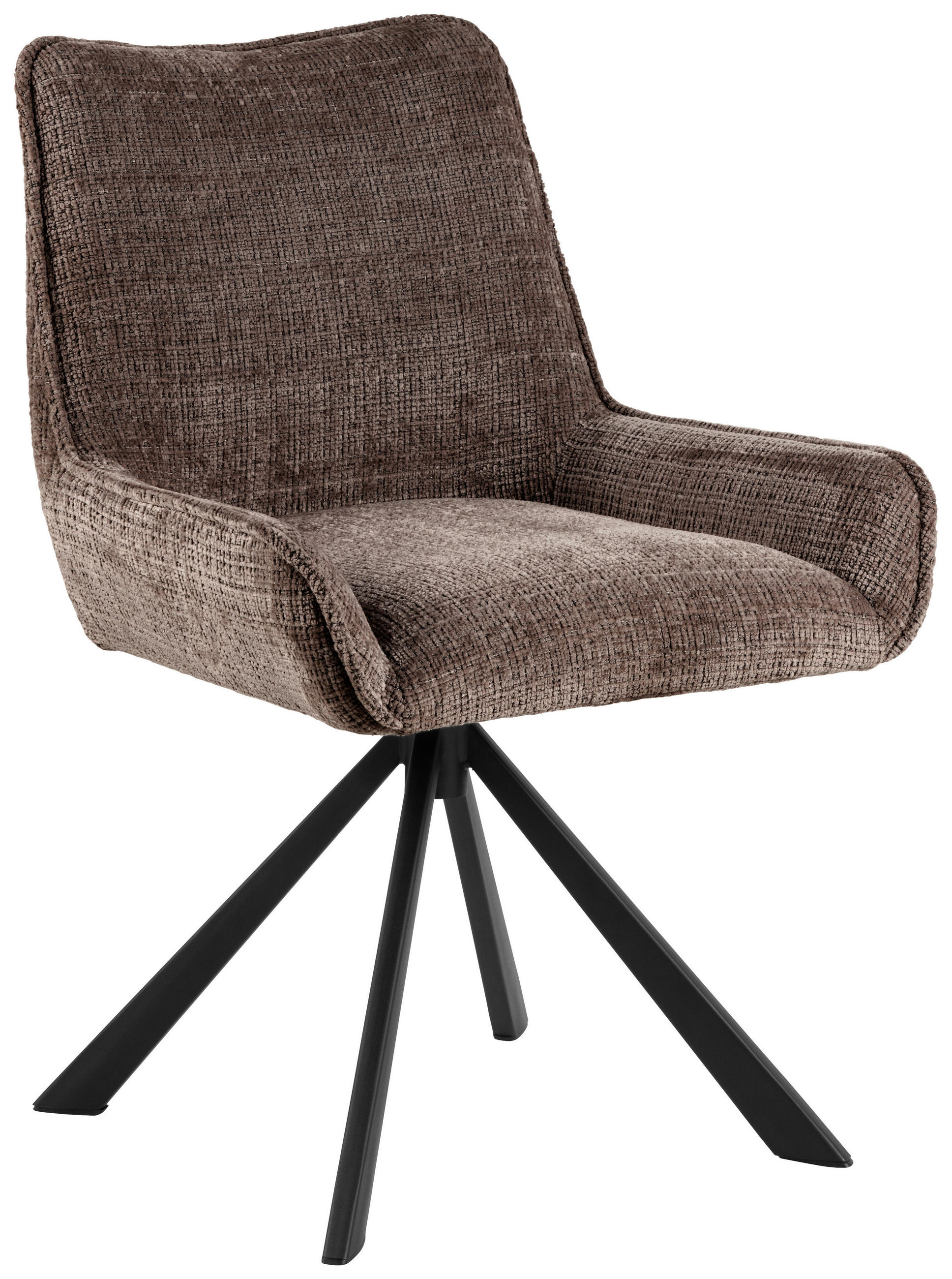 STUHL  in Stahl Flachgewebe Metall, Textil  - Schwarz/Braun, Trend, Textil/Metall (59/81/56cm) - MID.YOU