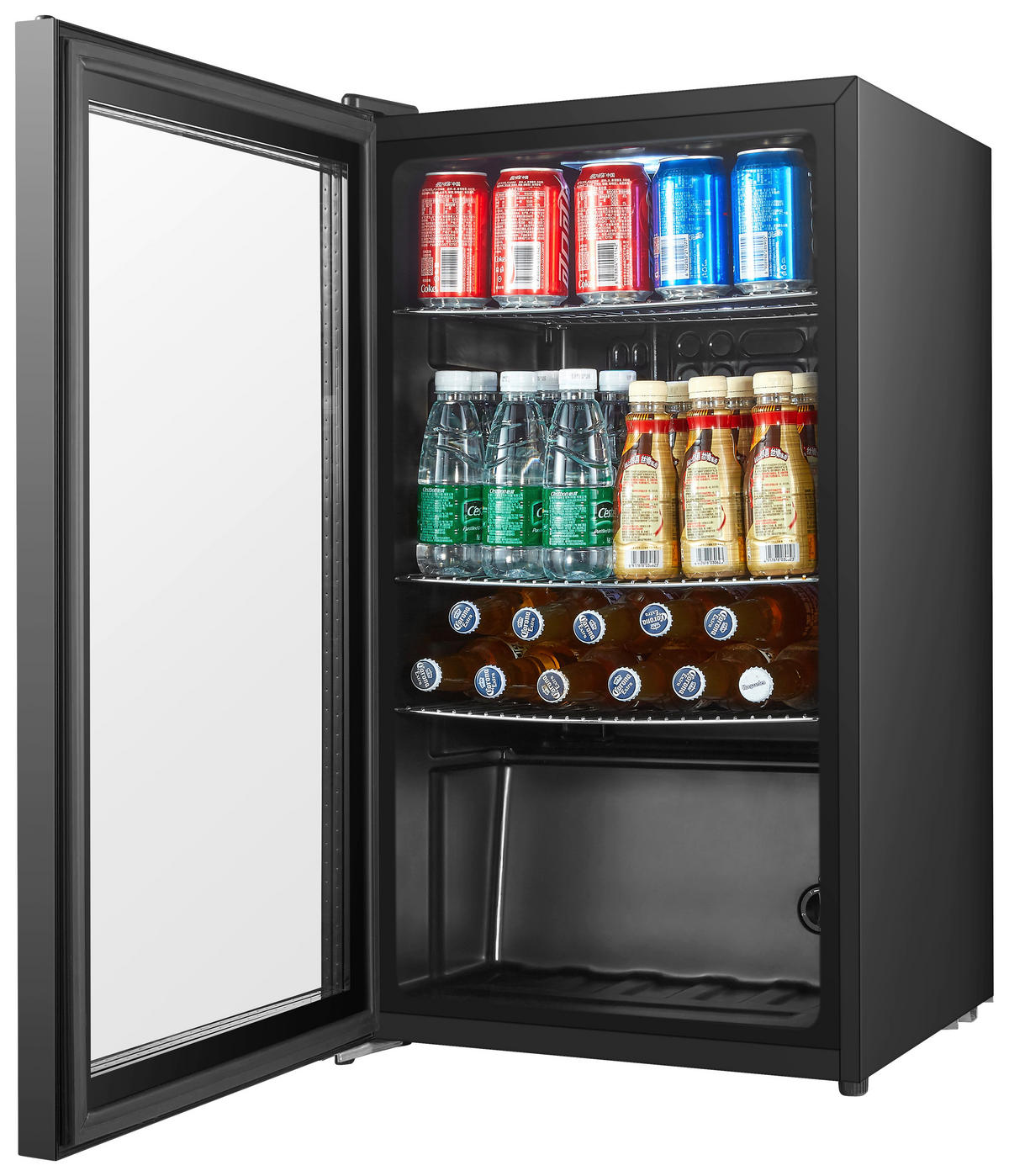 KÜHLSCHRANK 46,5/84,5/47 cm  - Schwarz, Basics, Glas/Metall (46,5/84,5/47cm) - Atrigo