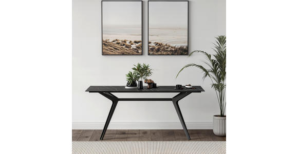 ESSTISCH rechteckig Schwarz  - Schwarz, MODERN, Holzwerkstoff/Metall (180/75/90cm) - Carryhome