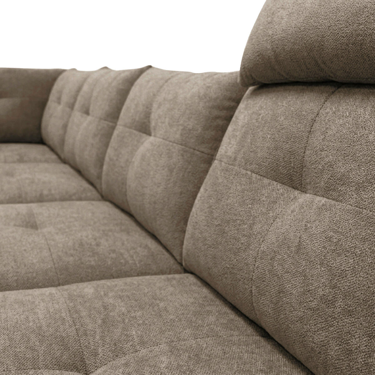 WOHNLANDSCHAFT SOLEI U Taupe Chenille  - Taupe/Schwarz, Design, Kunststoff/Textil (184/334/188cm) - MID.YOU