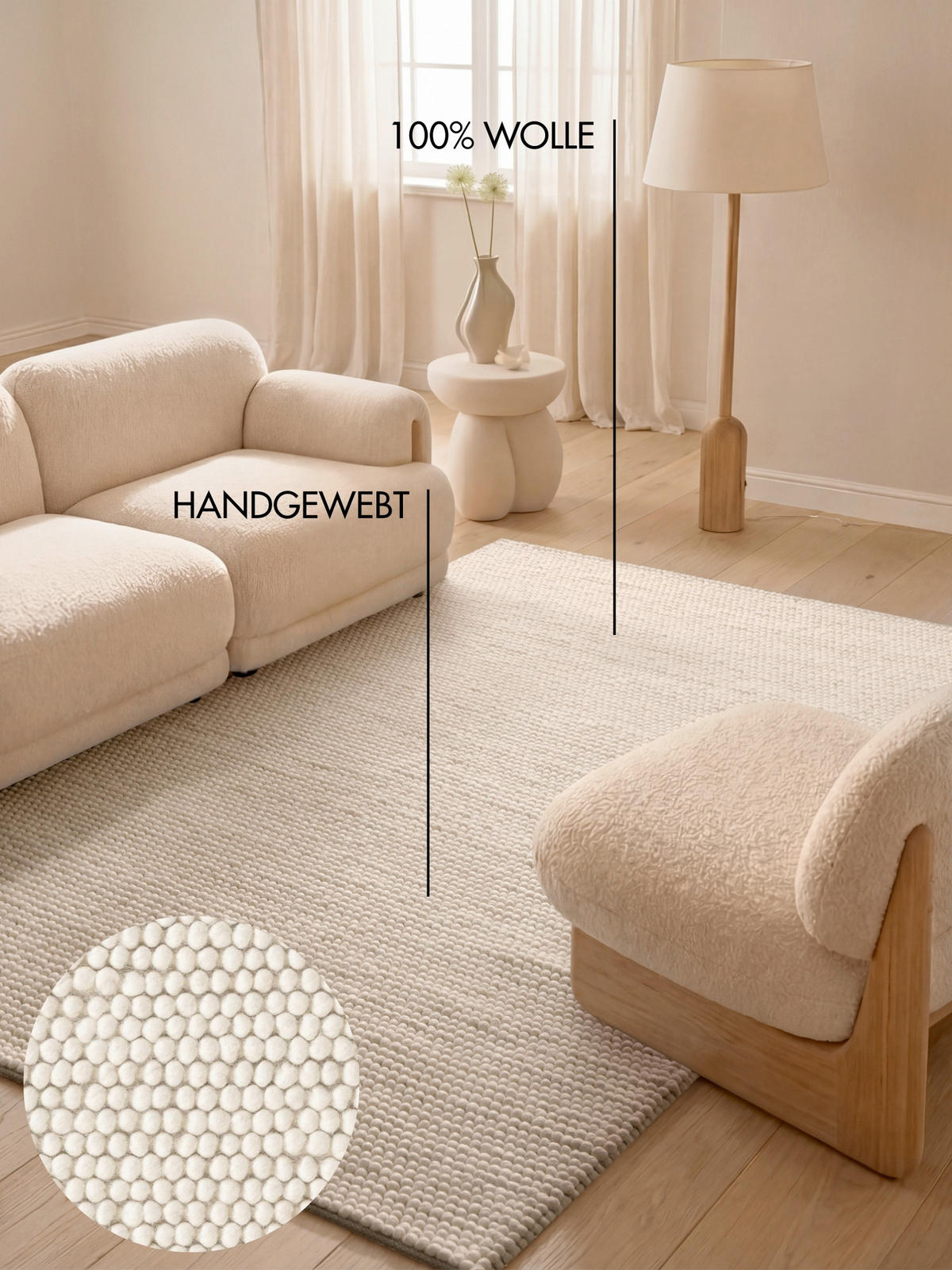 WOLLTEPPICH 160/230 cm Richmond Creme rechteckig  - Creme, KONVENTIONELL, Textil (160/230cm) - Ted Baker