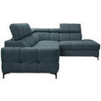 ECKSOFA in Struktur Blau  - Blau/Schwarz, MODERN, Textil/Metall (254/212cm) - Carryhome