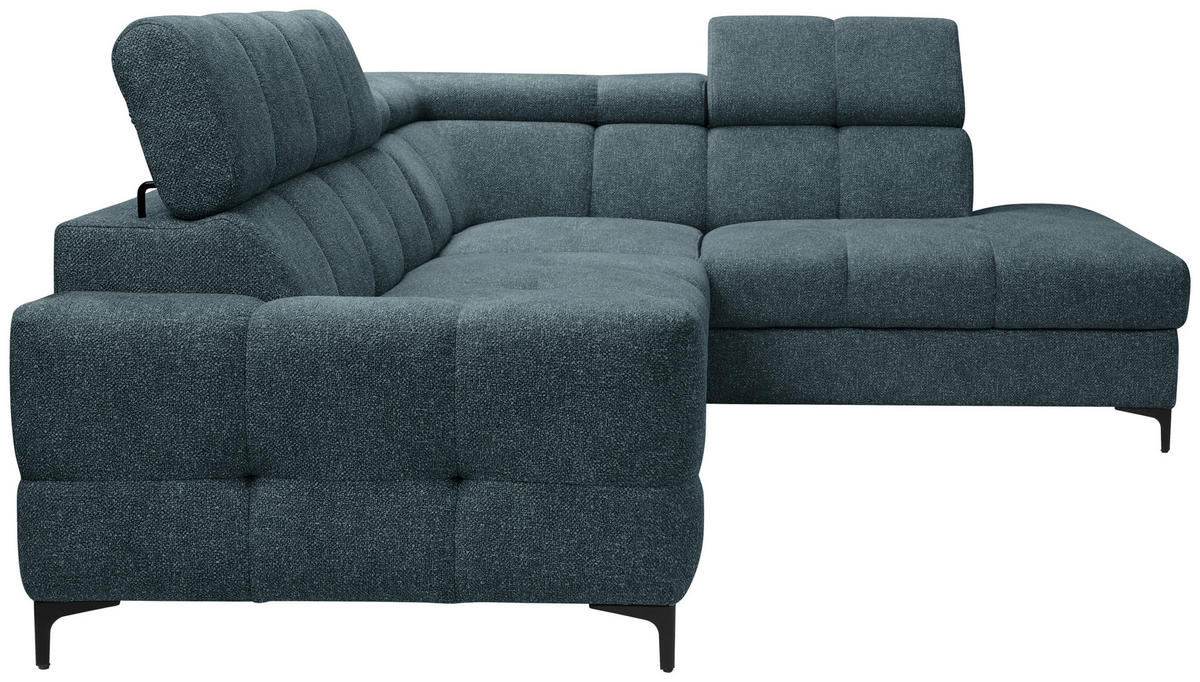 ECKSOFA in Struktur Blau  - Blau/Schwarz, Modern, Textil/Metall (254/212cm) - Carryhome